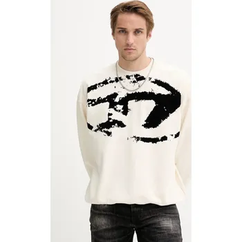 Pánská mikina Bavlněná mikina Diesel S-BOXT-N5 pánská, béžová barva, s potiskem, A13051.0DQAK 01F, vel. S