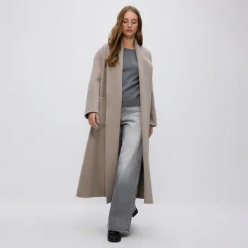 Dámský kabát Reserved - Klasický kabát s&nbsp;příměsí vlny handmade - béžová - VZ730-08M - VZ730-08M-L