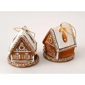 Vánoční dekorace Canea Polsko PERNÍKOVÁ CHALOUPKA 7 x 7 x 7,5 cm žlutá