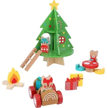 Dřevěná hračka Petit Collage Dřevěná hrací sada Vánoční domeček - poškozený obal