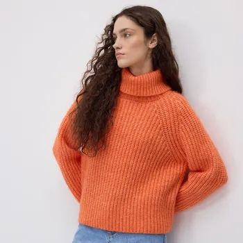 Dámský svetr Reserved - Strukturovaný rolák - oranžová - 402HI-22M - 402HI-22M-S