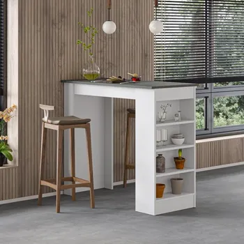 Barový stolek Barový stůl Houseland Swallow retro šedý/bílý