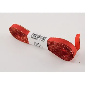 Stuha Taftové stuhy se zlatým okrajem - červená, zlatá - šířka 0,6 cm - 2,5 cm 0,6 cm