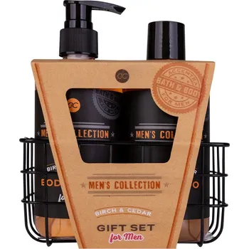 Kosmetická sada Men’s Collection Dárkový set s vůní břízy a cedru – 2×300 ml v elegantním drátěném koši 1 ks