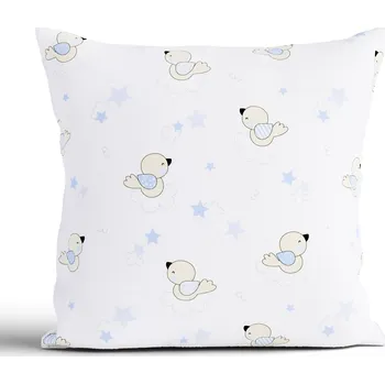 Povlak na dekorativní polštářek Bavlněný povlak na polštář Renforcé 40 × 40 cm - Ptáčci modré