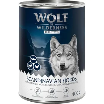 Cizojazyčná kniha 6x400g Wolf of Wilderness Adult "The Taste Of Scandinavia"