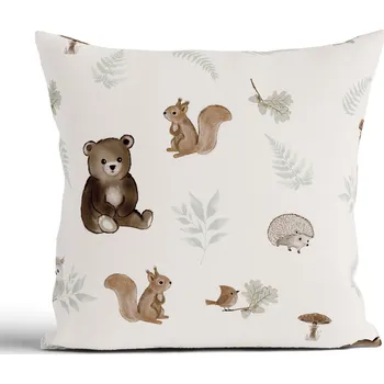 Povlak na dekorativní polštářek Bavlněný povlak na polštář Renforcé 40 × 40 cm - Medvídek v lese