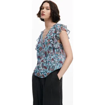 Dámská halenka Halenka Desigual Volantesmanga azul palo velikost XS