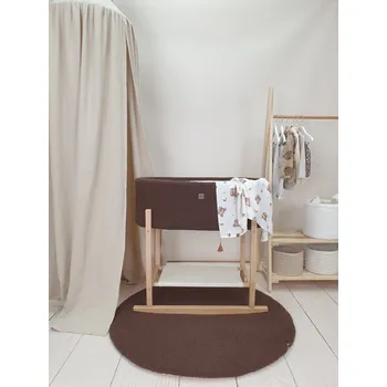 Dětská postýlka Mojžíšův koš Teddy s dřevěnou základnou - hnědý