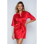 Saténový dámský župan 90 červený 4XL - Dárková krabička