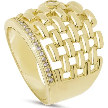 Prsten Prstýnek pozlacený 14k, proplétaný se zirkony,4000479 Velikost prstenu - obvod: 59 mm