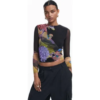 Dámské tričko Tričko Desigual Hydrangea Lacroi negro velikost XS