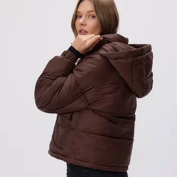 Dámský kabát Reserved - Prošívaná bunda s kapucí - tmavě hnědá - VZ734-89X - VZ734-89X-XS