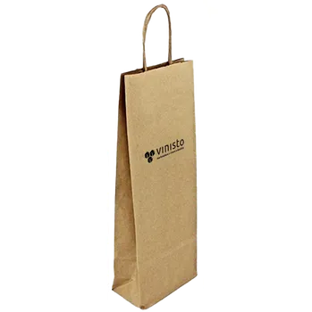 Dárková taška Taška na víno hnědá MOZESA 14x8x39 + černé logo