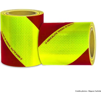 Reflexní prizmatická folie žluto-červené šrafování, 140mm