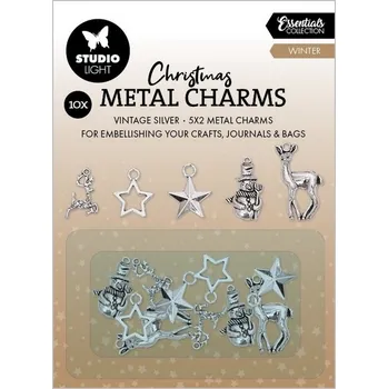 Výtvarná sada Kovové přívěsky, 10 ks - Stříbrné Vánoce