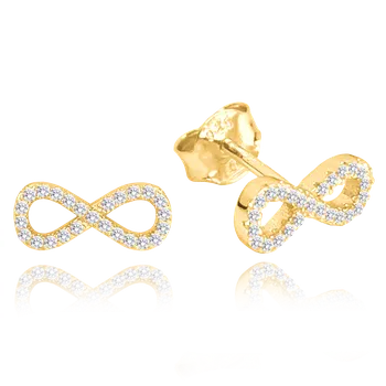 Náušnice 1032 MINET Pozlacené stříbrné náušnice NEKONEČNO s bílými zirkony