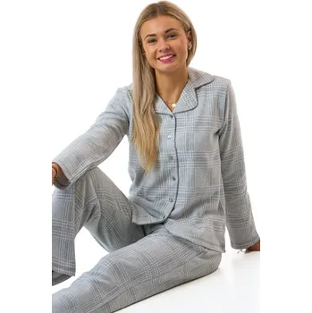 Dámské pyžamo Dámské pyžamo šedé kárované - hřejivé 1TB0122 šedá l