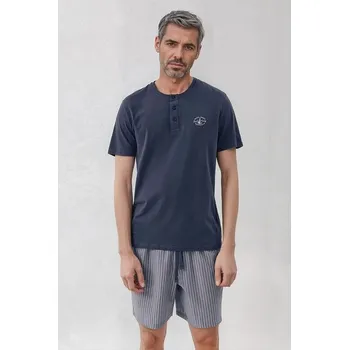 Pánské pyžamo Pánské pyžamo Octave modré s loďkou M
