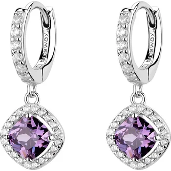 Náušnice Brosway Stříbrné kruhové náušnice s kubickými zirkony Fancy Magic Purple FMP125 + 2 měsíce na vrácení zboží