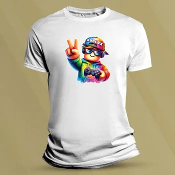 Chlapecké tričko Dětské bavlněné tričko Roblox s ovladačem Bílá velikost 116 (5-6 let)