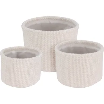Úložný box Home Styling Collection Sada 3 kulatých úložných košů hladká