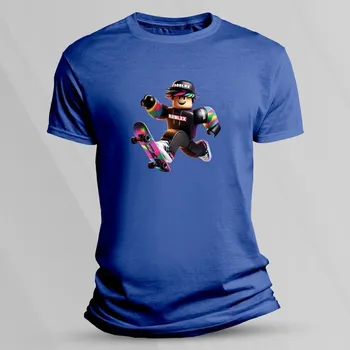 Bavlněné dětské tričko Roblox barevný skejťak 2 Královsky modrá velikost 116 (5-6 let)