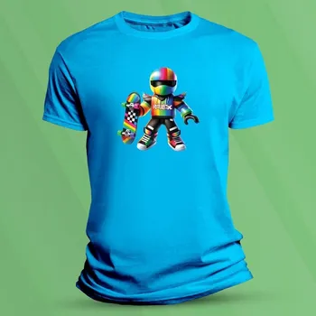 Chlapecké tričko Dětské bavlněné tričko Barevný závodník Roblox velikost 116 Azurová