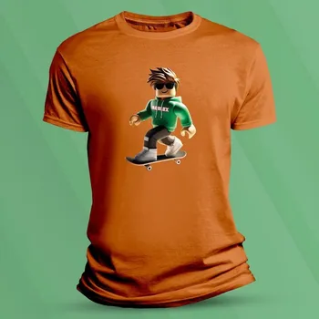 Chlapecké tričko Bavlněné dětské tričko Roblox skejťak 4 velikost 140 (9-11 let) Oranžová