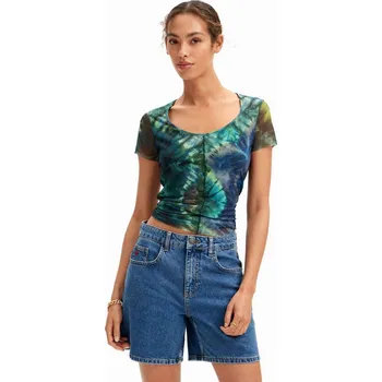 Pánské tričko Tričko Desigual Tie-Dye saxony blue velikost M