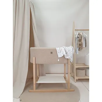 Dětská postýlka Mojžíšův koš Teddy s dřevěnou základnou - béžový