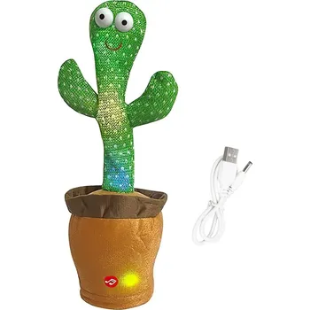 plyšák Interaktivní plyšová hračka Kaktus zpívající a tancující USB 34 cm