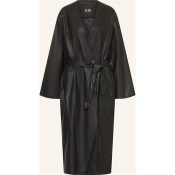 Dámský kabát Eleh Dámský Kabát V Koženém Vzhledu, černá, 36