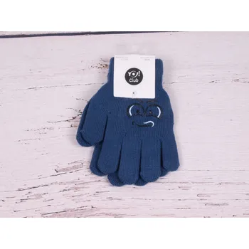 Rukavice YO Rukavice prstové R12 modré s obličejem velikost rukavic: 14 cm