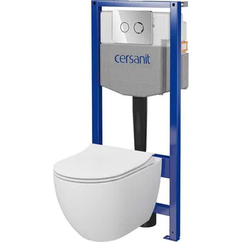 WC sada CERSANIT GARDA SYSTEM 50 pneumatická podomítková sada, mísa, sedátko, chromované tlačítko S701-770