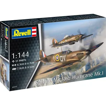 Plastikový model Revell Supermarine Spitfire Mk.Ia, Hawker Hurricane Mk.I (1:144)