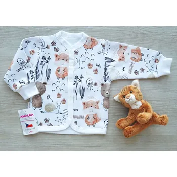 Kojenecká bunda AMÁLKA Propínací mikina, kabátek, teplákovina, kreslená zvířátka Velikost: 62