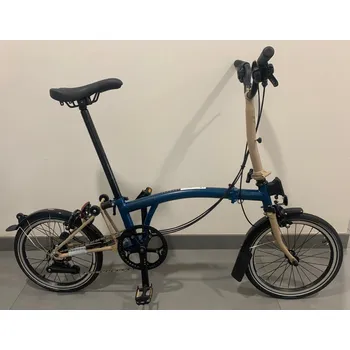 Skládací kolo Skládací kolo Brompton C Line dvoubarevné, Ocean Blue/Dune Sand typ řídítek M