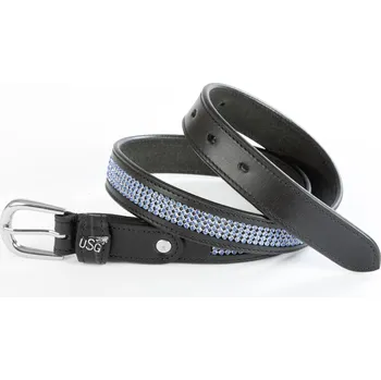 Opasek USG Pásek kožený Princess USG, se stříbrnou přezkou, aqua Délka: 90 cm