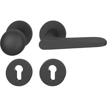 Dveřní kování FSB kliková/koule sada 12 1144 ASL na rozetě hranatá PZ pevné madlo, černá matná