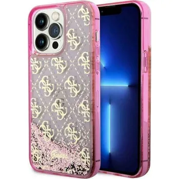 Pouzdro na mobilní telefon Originální pouzdro GUESS GUHCP14LLC4PSGP pro iPhone 14 PRO (Liquid Glitter 4G Translucent / pink)