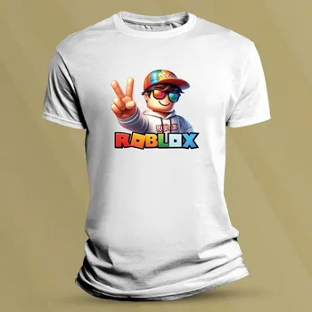 Chlapecké tričko Dětské tričko s potiskem Roblox hráč Bílá velikost 128 (7-8 let)