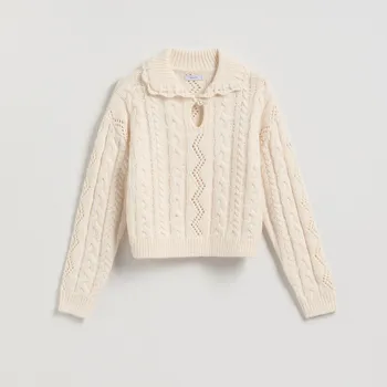 Dámský svetr Reserved - Svetr s ozdobným pletením - tělová - 517HH-02X - 517HH-02X-L