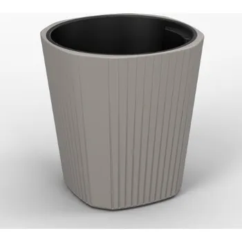 Květináč Lamela LAMELA, květináč MUZA nízký, rozměr 390 x 390 mm, výška 410 mm, taupe