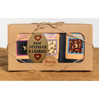 Dárková krabička Dárková sada sladkých mandlí 3ks paní učitelce s láskou (Dárková sada sladkých mandlí 3ks paní učitelce s láskou)