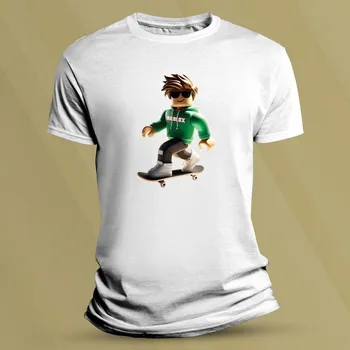 Chlapecké tričko Bavlněné dětské tričko Roblox skejťak 4 Bílá velikost S