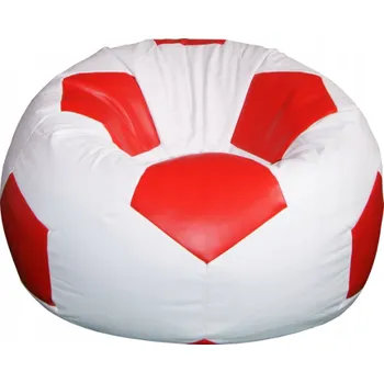 Sedací pytel FITMANIA Sedací vak Fotbalový MÍČ XXL+ podnožník Vzor: 14 BÍLO-ČERVENÁ míč a podnožka