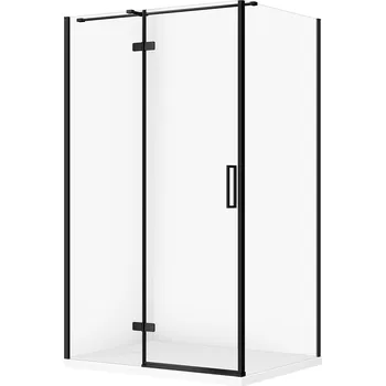 CERSANIT Set obdélníkový sprchový kout JOTA pravý 120x90 černý, sprchová vanička TAKO SLIM bílá S601-398