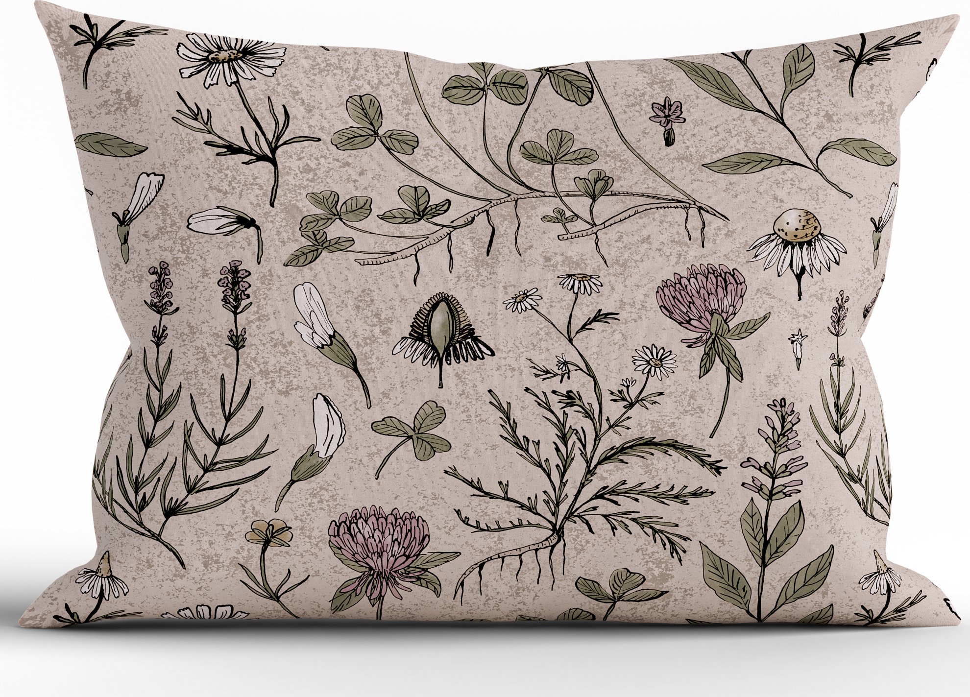 Bavlněný povlak na polštář Renforcé 40 x 60 cm - Herbář béžový
