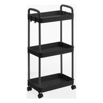 regál Třípatrový pojízdný regál 35x22x69 cm černý